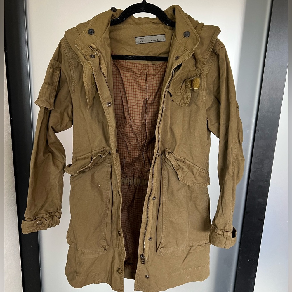 Zara military style hooded utility jacket